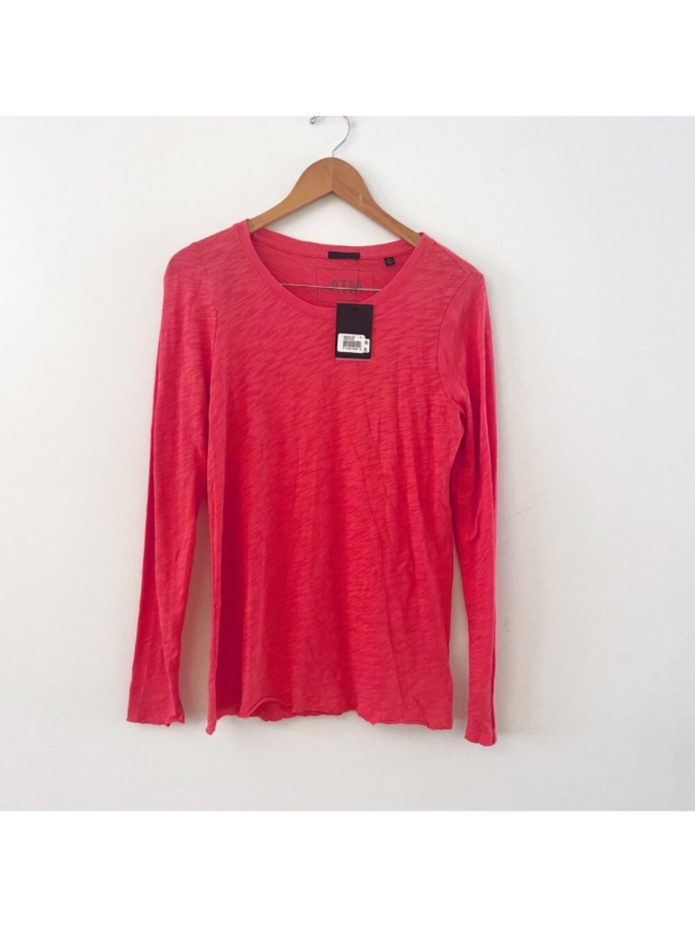 NWT ATM Long Sleeve Coral Pink Tee, Size Small
